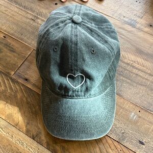 Gray Baseball Cap with Heart Embroidery